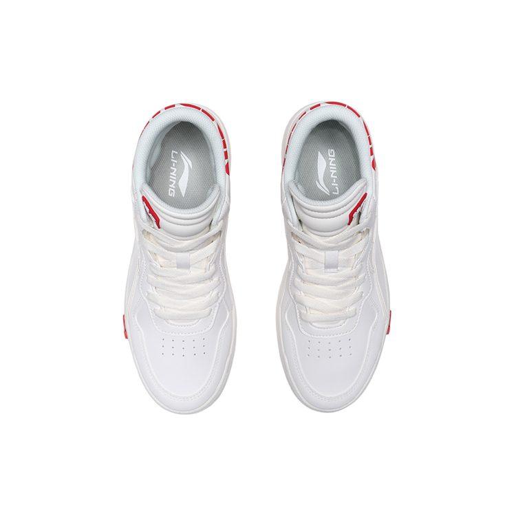 Li Ning Wave Coverage Thermal Slip Resistant Mid top Skateboard Shoes Women's White Red AGCQ238-1