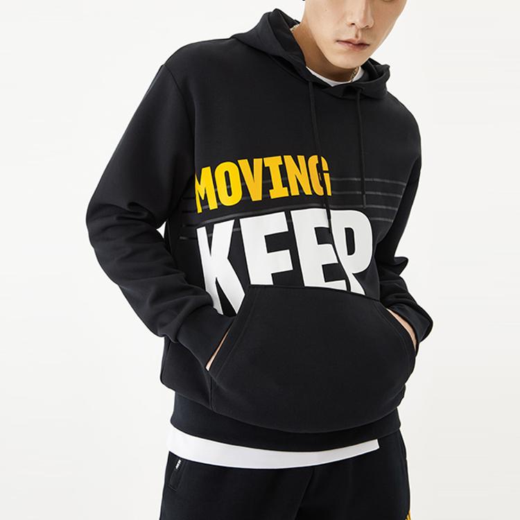 Anta Life Series Logo Print Pullover Hoodie Men Top Black 152138722-5