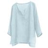 Men's Summer Spring Long Sleeve Loose Shirt Solid Color Casual Long Sleeve Cool Shirt Vn-eck Tops Size