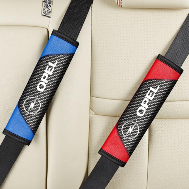 2pieces of genuine leather carbon fiber car seat belts and car accessoriesFor Opel Insignia Astra Antara Meriva Zafira H G Corsa