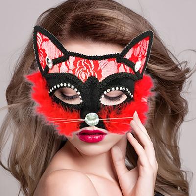1PC Ladies Dress Up Masks Men and Women Lace PVC Masquerade Party Mask Animal Cat Face Halloween Decorative Mask