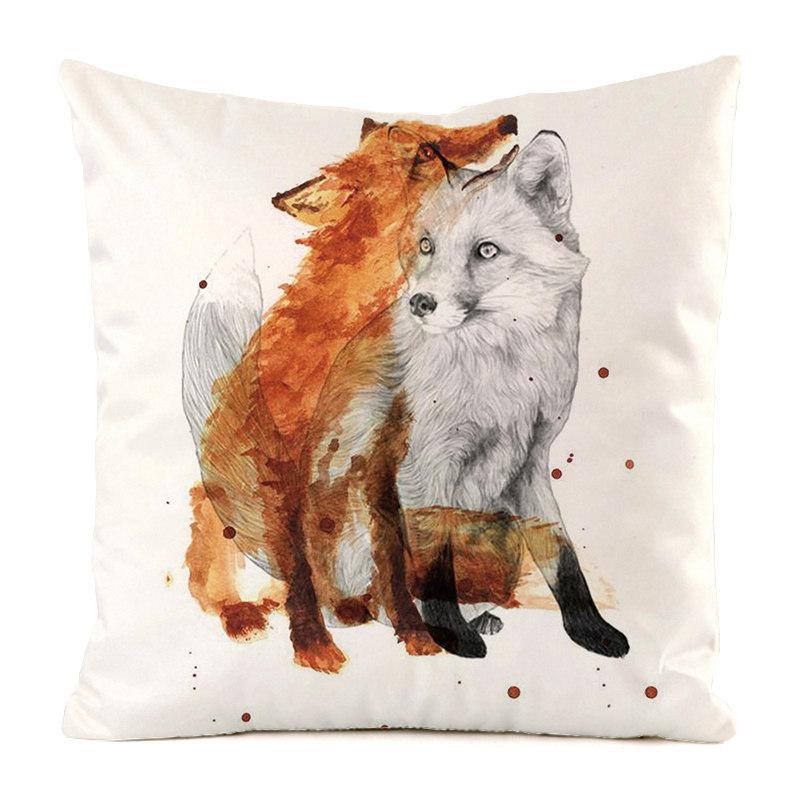 Norwegian Feng Shui Cartoon Fox Digital Printing Short Plush Pillow Covers For Car Sofa Office Cushion Cover Home Goods