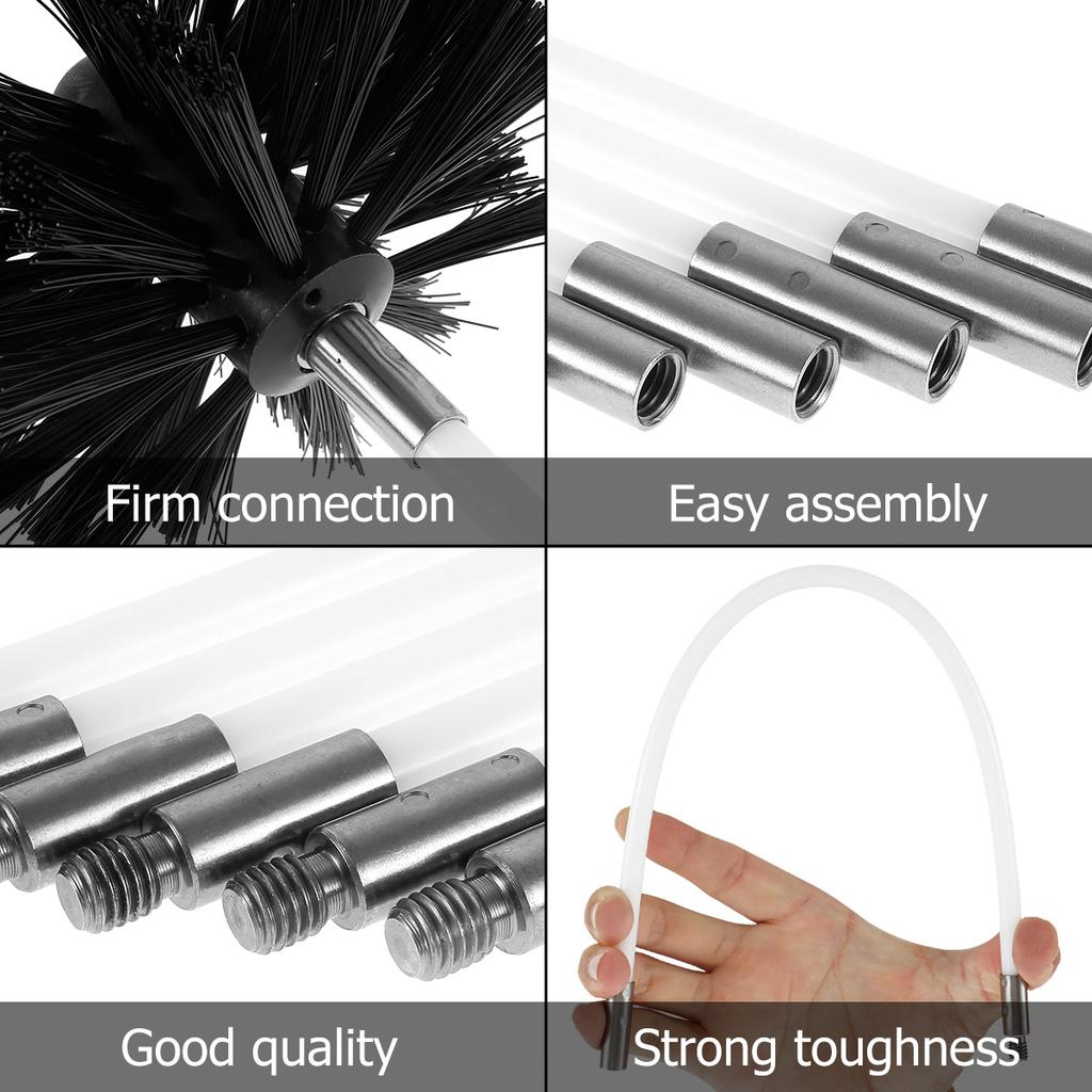 Rotary Chimney Brush Long Handle Flexible Rod For Chimney Dryer Pipe Fireplace Inner Wall And Roof Cleaning Tools Fume Hood