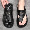 Sandali da Uomo di Alta Qualità Sandali Casual in Pelle di Lusso Scarpe da Spiaggia Antiscivolo da Esterno per Uomo Estate Sandalia Infradito con Zeppa