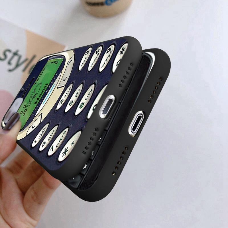 Tālruņa maciņi iPhone 15 Pro 6 14 XS 13 Max XR 12 Mini 7 Plus X SE 8 11 Funny Retro Camera Phone Rakstains mīksts TPU triecienizturīgs bufera apvalks