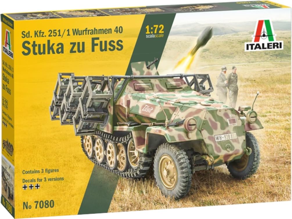 

Platz Italeri 1/72 WWII German Sd.Kfz.251/1 Wulfrahmen 40 Equipped Plastic Model Kit IT7080 (Military Vehicle)