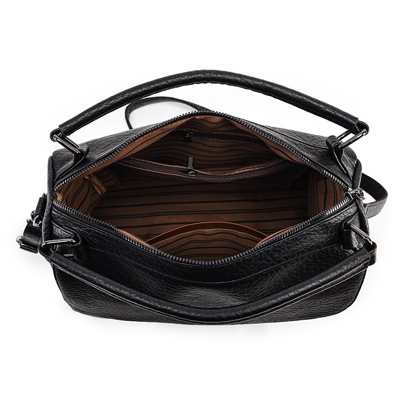 Vintage Soft Leather Handbag For Women Small Capacity Multi-Pocket Tote Bag 3-Way Convertible Shoulder Crossbody Bag, Casual Daily Commuter Hobo Bag