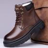 Martin Stiefel Herren Wintermodelle Fleece verdickt warm High-Top Lederstiefel Retro dicke Sohle Arbeitsstiefel
