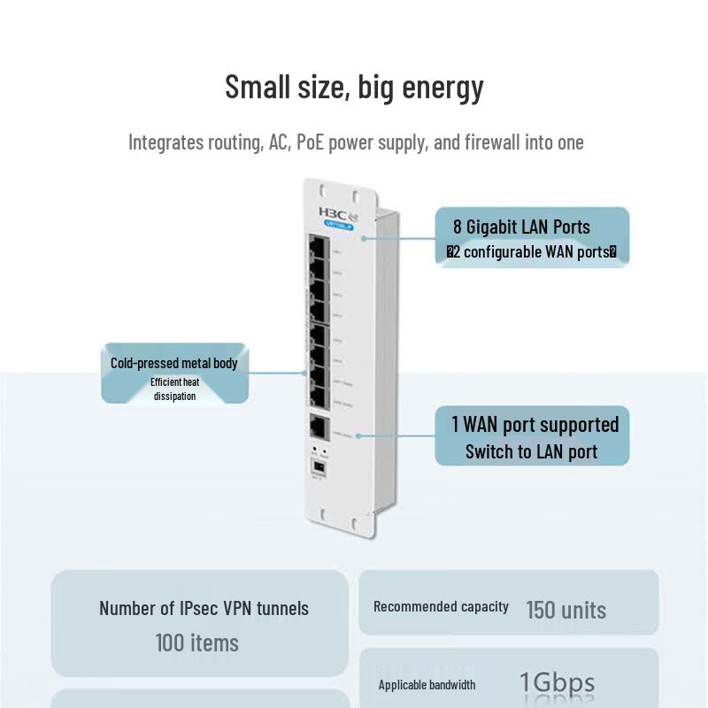 H3C UR7108L-P 9-Port Gigabit Wired Router with 75W PoE (CN version)