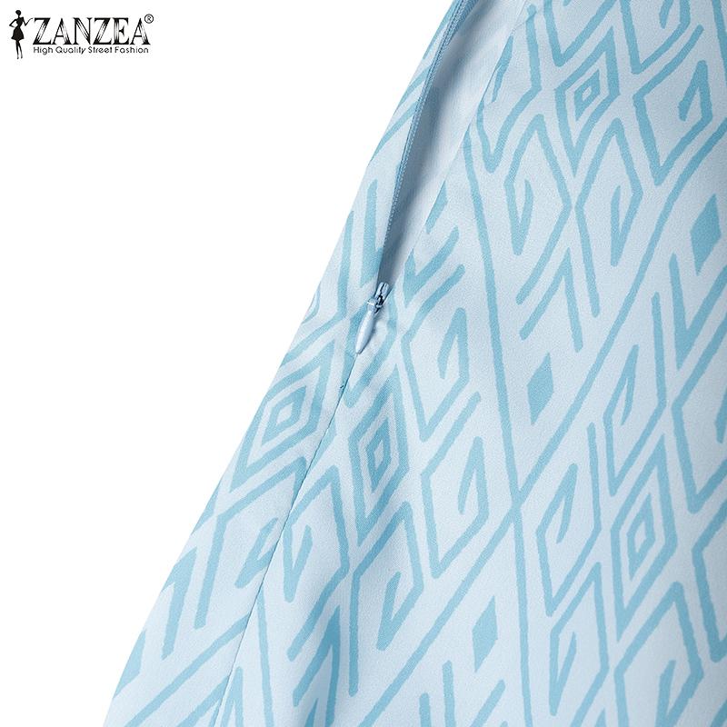 ZANZEA Women Casual Patchwork Summer Short Sleeve Print Dress