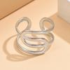 Geometric Lines Adjustable Stainless Steel Open Ring for Women