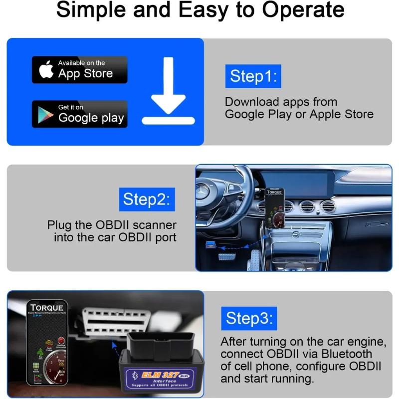2026 Tragbarer Bluetooth 5.1 ELM327 V2.1/V1.5 OBD2 Scanner Auto Diagnosewerkzeug Code-Leser-Werkzeug für Android/iOS/Windows
