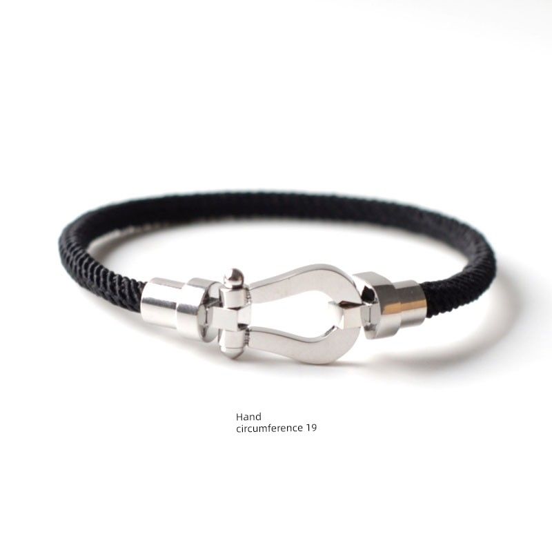 Original European and American Style Mechanical Horseshoe Buckle Hand-Woven Bracelet, Simple and Unique Couple Bracelet, Student Gift