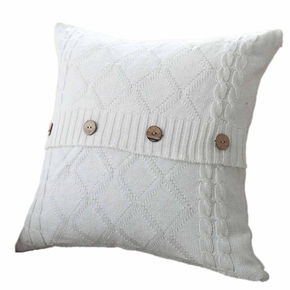 Knitting Button Fashion Throw Pillow Cases Cafe Sofa Cushion Cover Home Decor