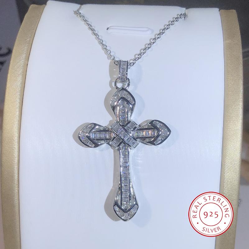 925 copper Simple Love Cross Pendant Choker White Zircon Necklace Charm Beach Rhinestone Jewelry Choker Christmas Gift Necklace