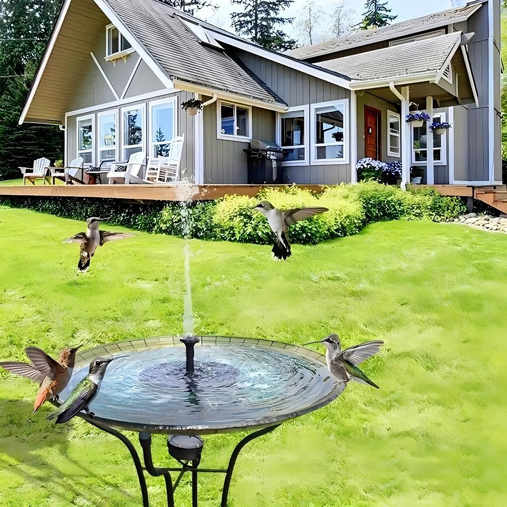 Solar Powered Water Fountain Pump Waterproof Free Standing Bird Bath Fountain with 6 Nozzles for Garden Pond Pool Outdoor