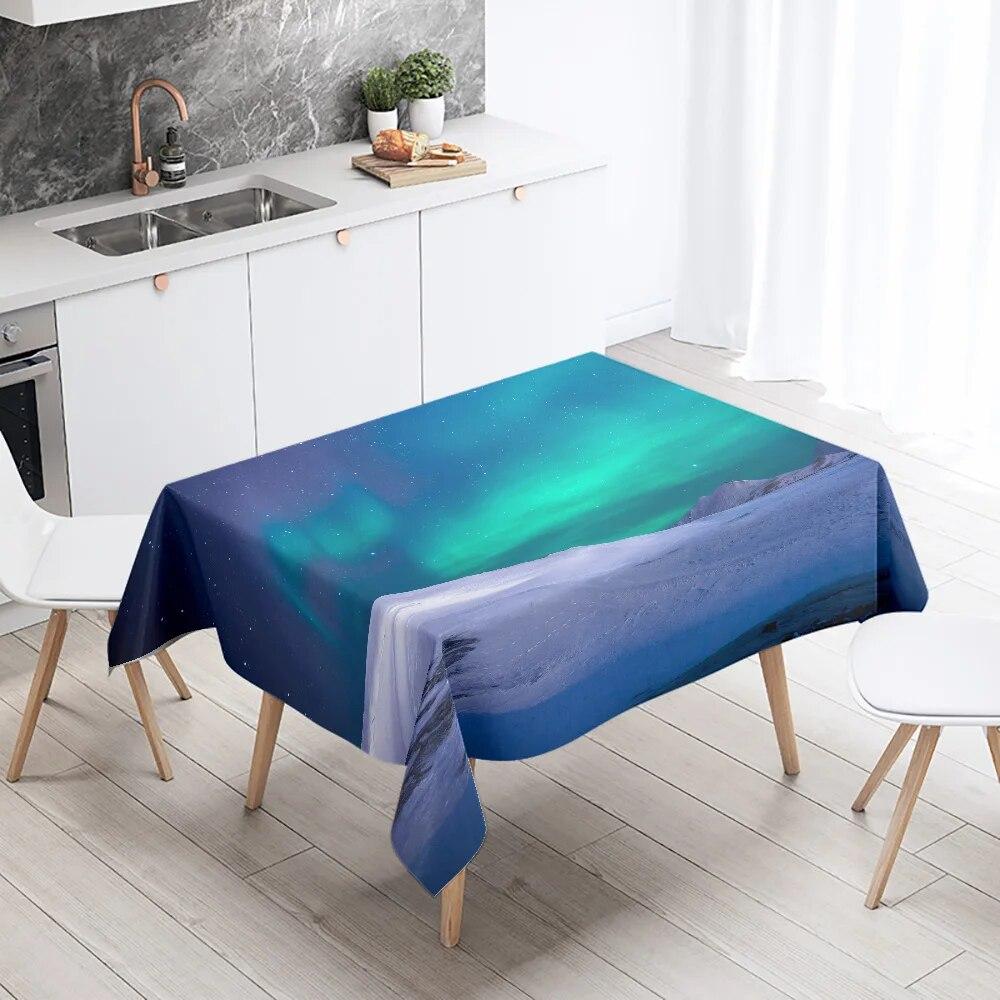 Milky Way Starry Sky Tablecloth  Aurora Scene  Party Restaurant Decoration Antifouling Waterproof Table