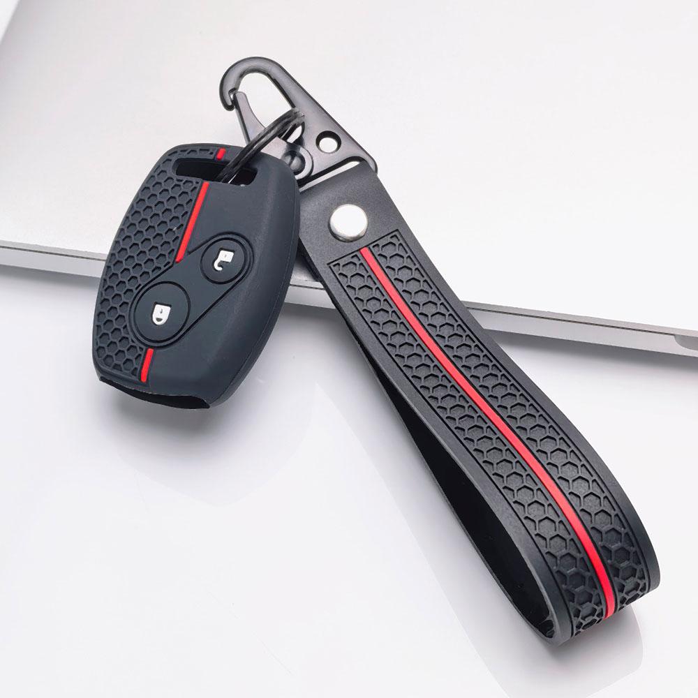 Premium Silicone Car Key Fob Cover For Honda Fit Civic Accord CRV HRV Jazz With Keychain Soft Silicone Car Interior Accessories Anti-Scratch