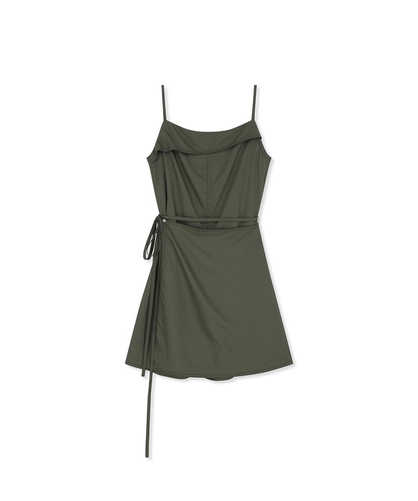 Mattengkim Sleeveless Wrap Dress In Khaki