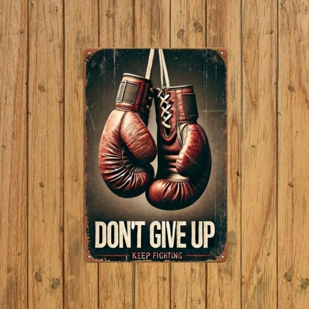 Metallposter Rote Boxhandschuhe Vintage Motivierende Wandkunst Fitnessstudio Dekor