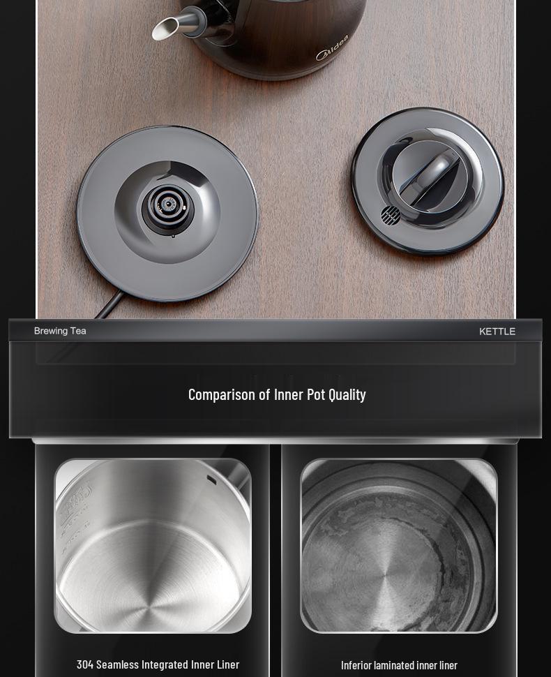 Midea Electric Tea Kettle with High Power Boiling and Tea Infuser, Model MK-PCE071