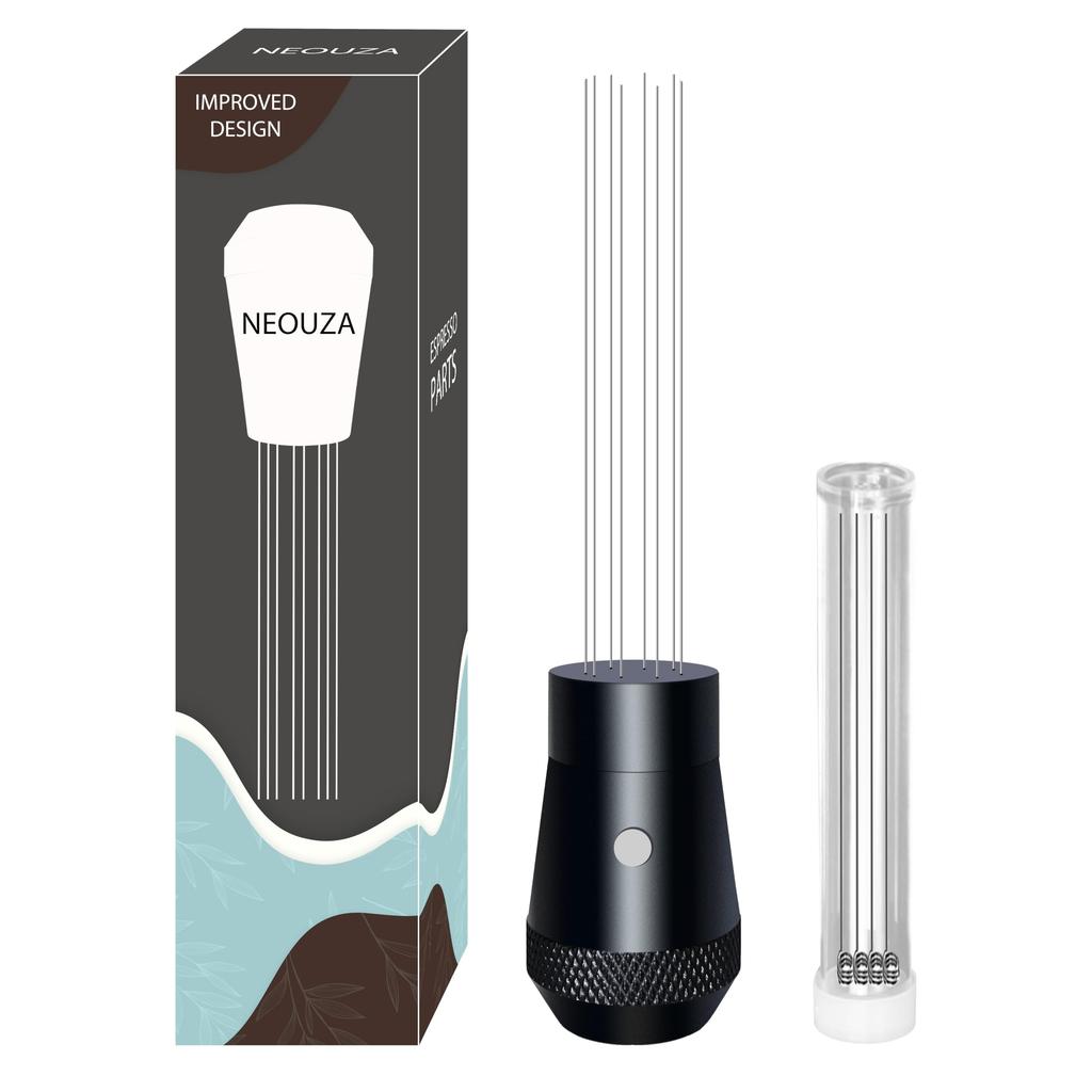 NEOUZA WDT Tool Coffee Distribution Espresso Powder Stirrer with Magnetic Aluminum Handle and Eight Stainless Steel Needles Adjuster, 0.4mm Ultra-Fine