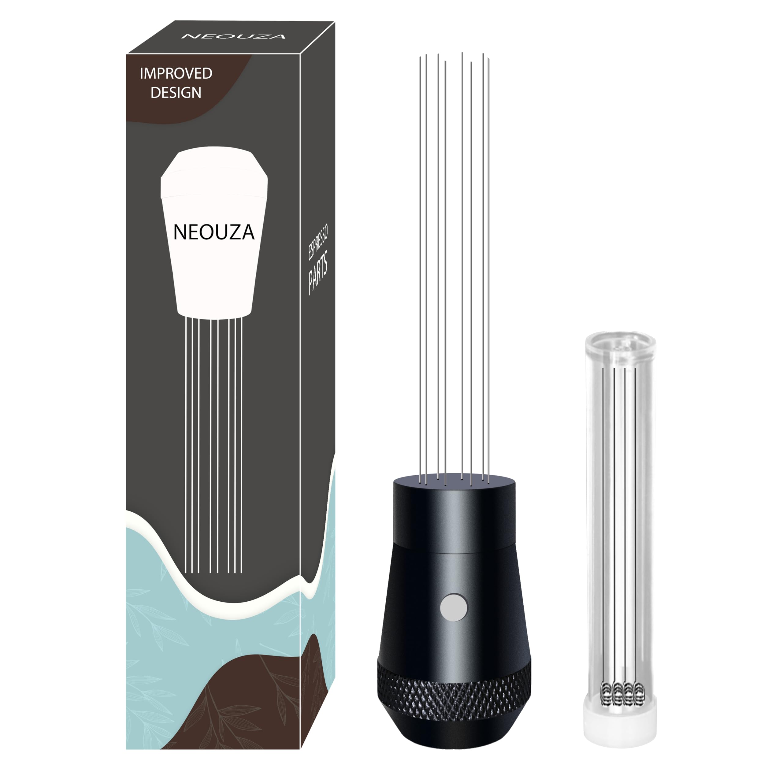 

Инструмент для распределения кофе NEOUZA WDT, перемешиватель эспрессо-порошка с магнитной алюминиевой ручкой и восемью регулируемыми иглами из нержавеющей стали, 0,4 мм ультратонкий чёрный