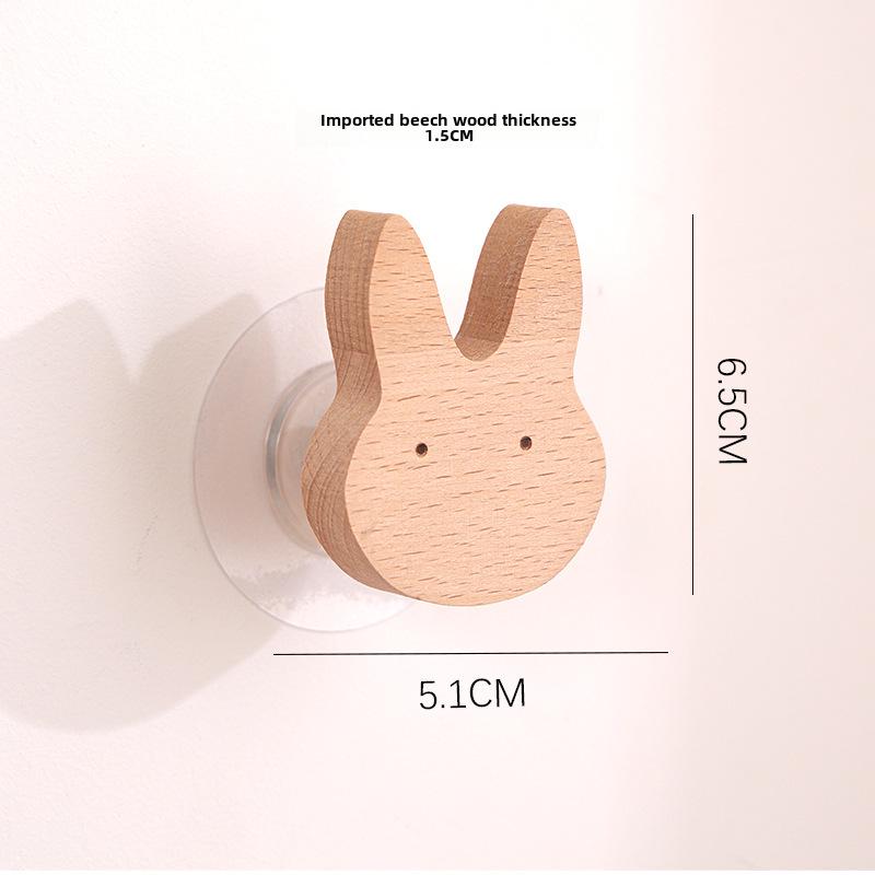 Japanese Cute Animal Wooden Wall Hook - Moon Cartoon Design Nordic Decor