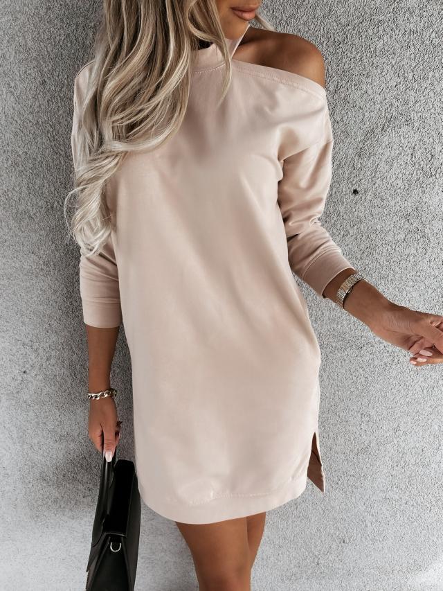 Autumn/Winter 2021 Solid Color Off-Shoulder Sexy Dress - In Stock