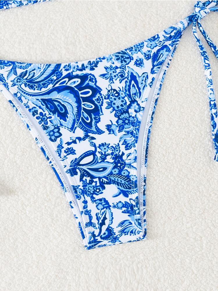 Printed Tie Side Sexy Two Piece Bikini Swimsuit Elegant Fashion For Beach Vacation