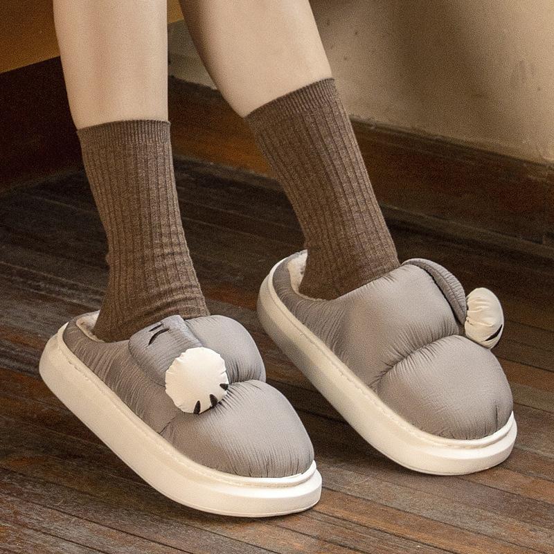 Cute cartoon cat claw cotton slippers winter new candy color velvet warm soft thick bottom heightening cotton slippers