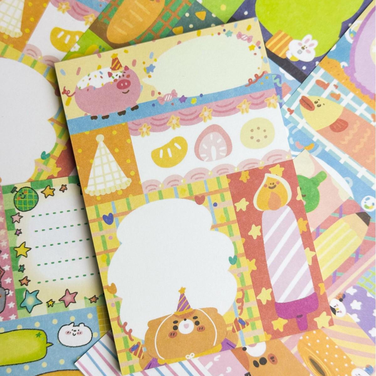 Blan Ocean Forest Patchwork Retro Sticky Notes, 8x12 Double-Sided Adhesive Paper, Cute Stationery for Planners