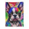 Boston Terrier Dog Colorful Blankets Flannel Summer Breathable Lightweight Throw Blankets for Home Office Quilt
