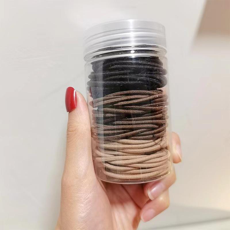 Korean Style High Elasticity Rubber Bands: 100-Piece Pack for Simple, Versatile High Ponytails—No Hair Damage.