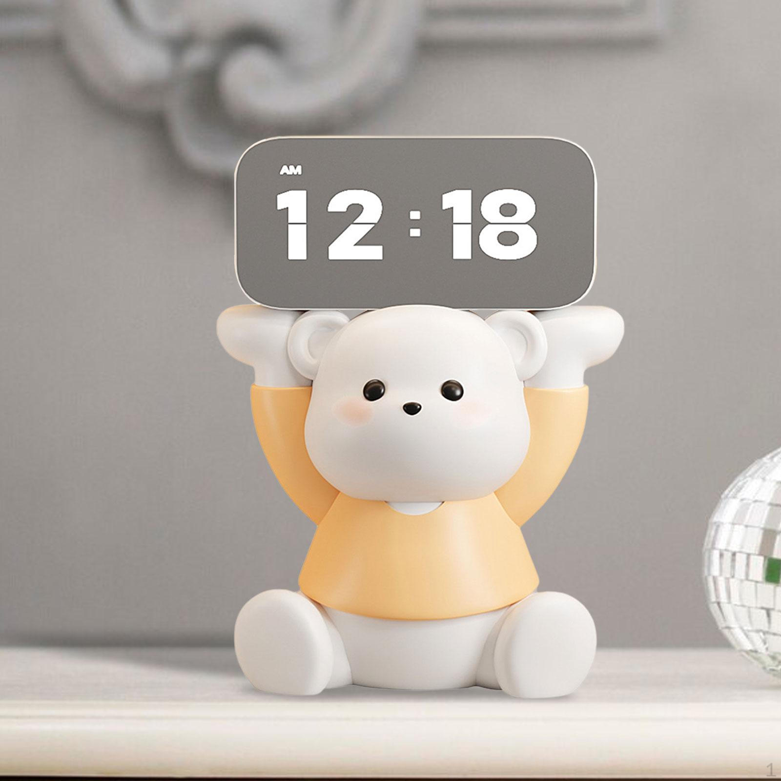 

Resin Figurine Cute Kids Desk Clock Gift Bear LED Digital Animal Sculpture for Living Room
