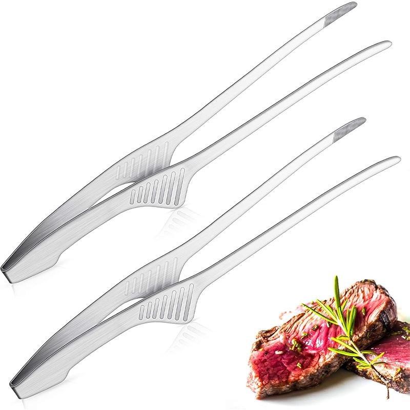 LMETJMA Edelstahl Grillzange Patelai Koreanische und Japanische BBQ Zange Rutschfeste Lebensmittelzange Küchen Selbststehende Zange JT502
