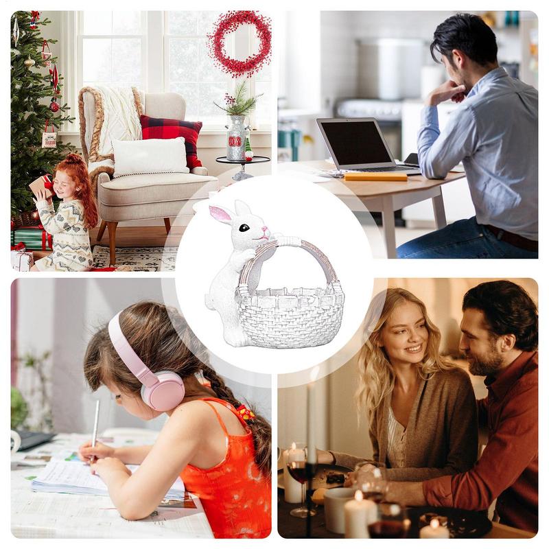 Bunny Statue Desktop Figurine Ornament Decorative Home Decor Statue Desktop Figurine Ornament For Decor Resin Rabbit Basket