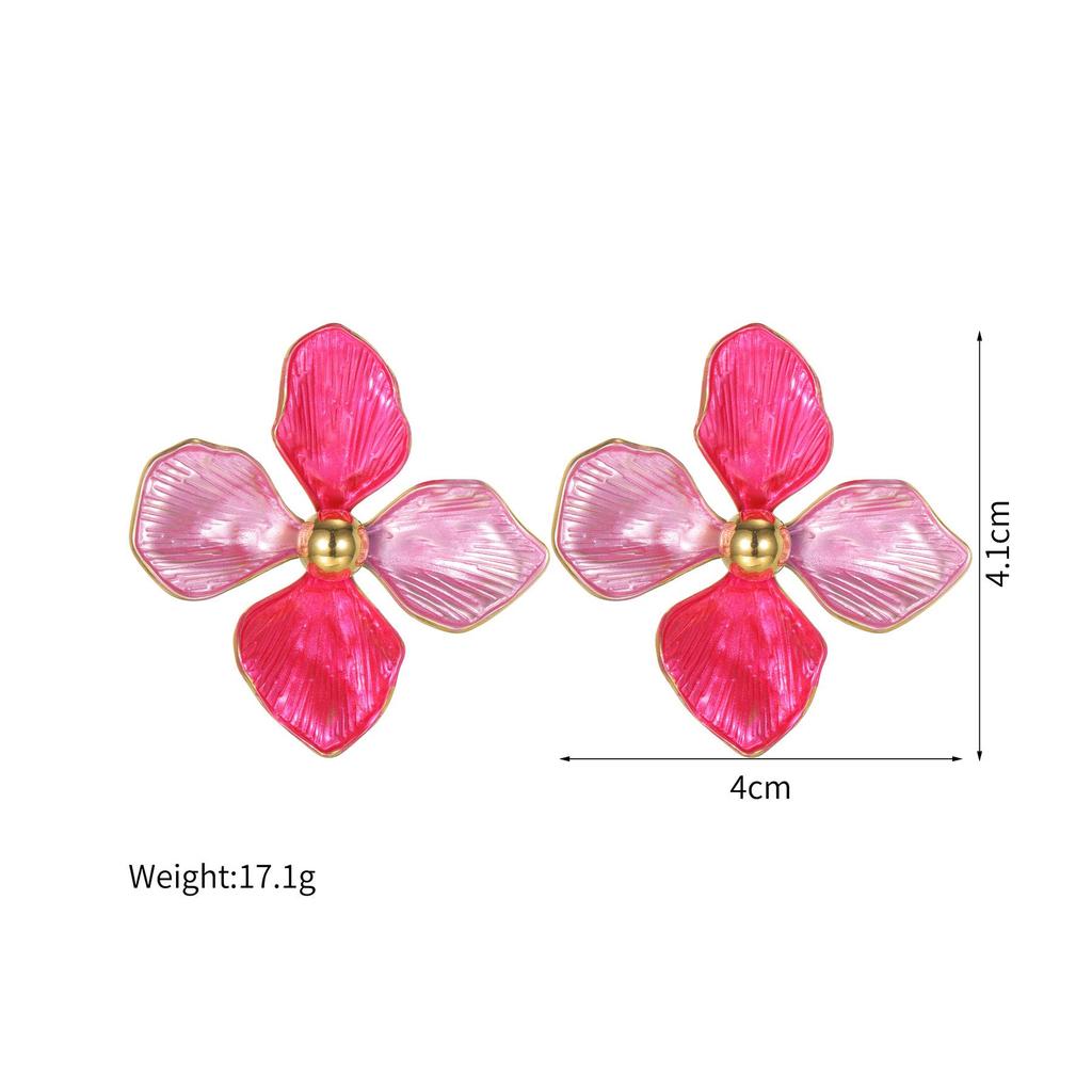Korean Style 18K Gold Titanium Steel Petal Earrings for Women