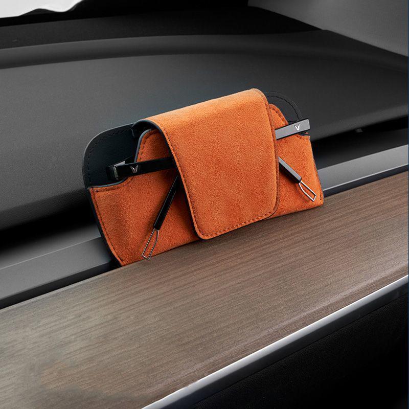 Multi-functional Suede Car Visor Storage - Sunglasses and Contact Lens Clip