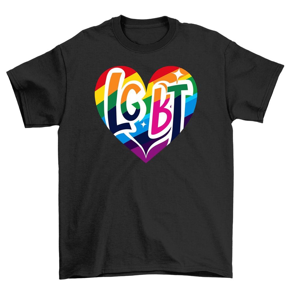 Pride_77 Rainbow Heart LGBT T-shirt - Wear Your Pride Loud and Proud! 100% cotto
