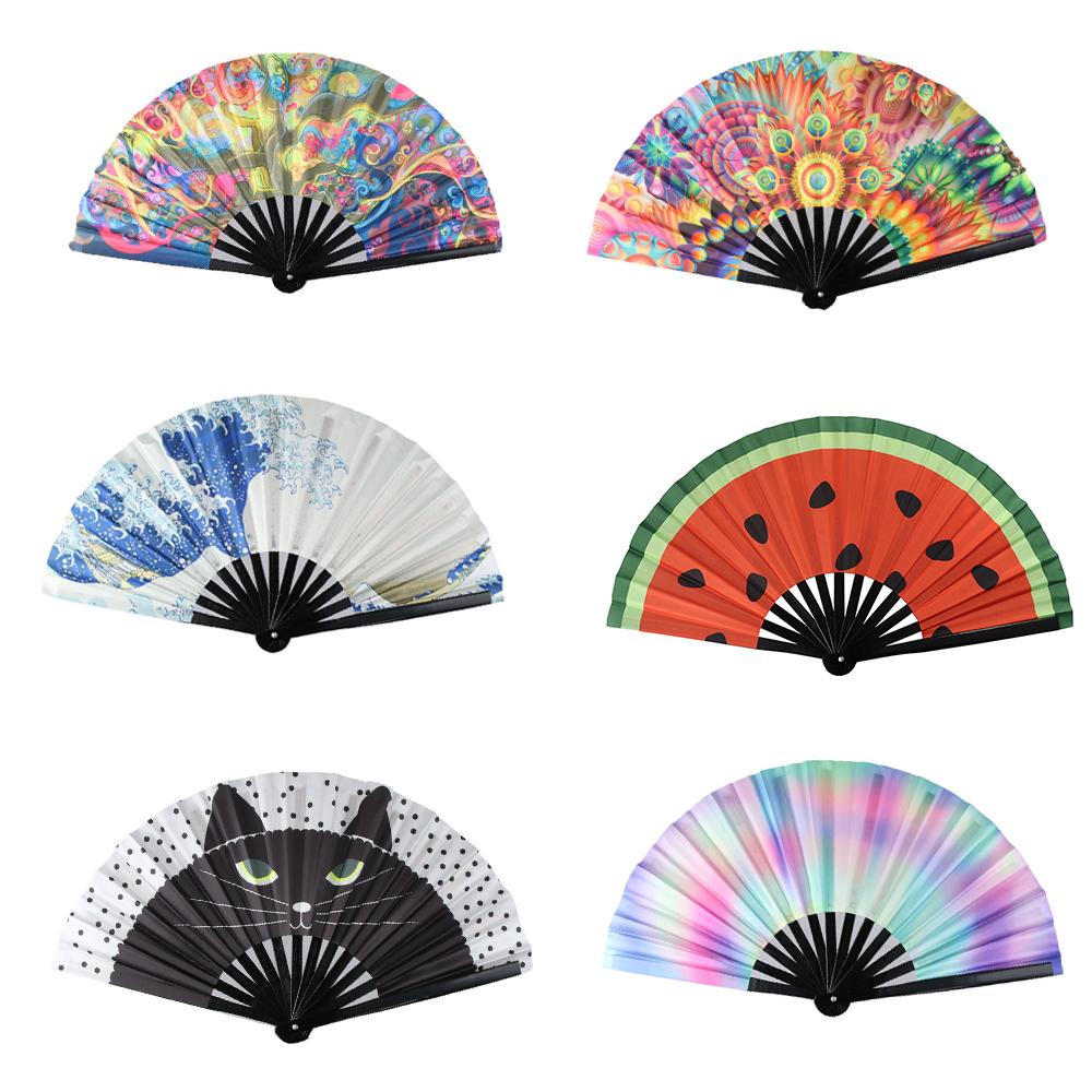 

Фестивальний ручний вентилятор, великий шовковий складаний вентилятор, прохолодний світловідбиваючий вентилятор, ручний вентилятор для плям, складаний ручний вентилятор UV fluorescence 5