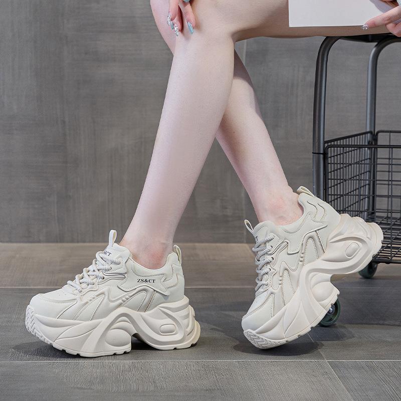 Leather High-top Shoes New Versatile Spring and Autumn Platform Sports Casual Black Retro Shoes