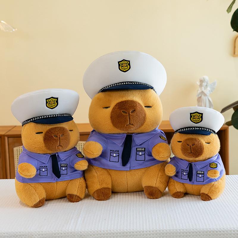 Police Capybara Cartoon Plush Toy Stuffed Animal Doll Decorations Kids Gift