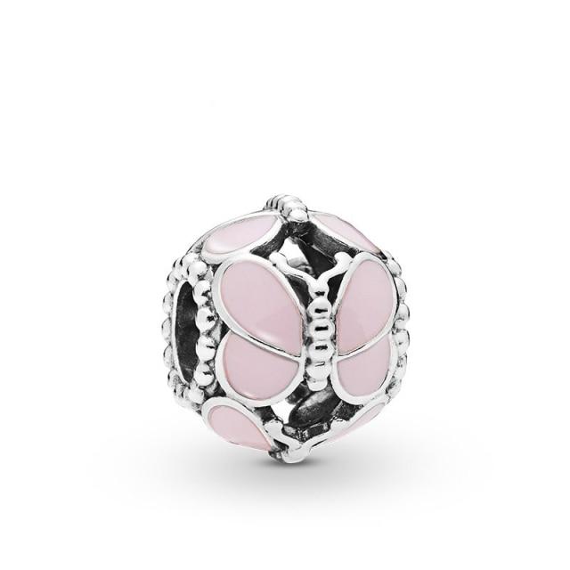 Charm Original Pink Peach Blossom Butterfly Love Series Beads Suitable for Original Ladies Bracelet Jewelry