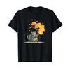 Lovely Cat with Flamethrower for Flames and Fire Lovers T Shirt Vintage Washed Slightly Homme S