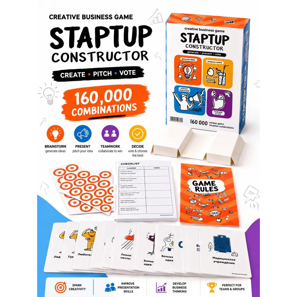 Creative Business Card Strategy Party Game for Adults Team Building Innovation Training Russian Version