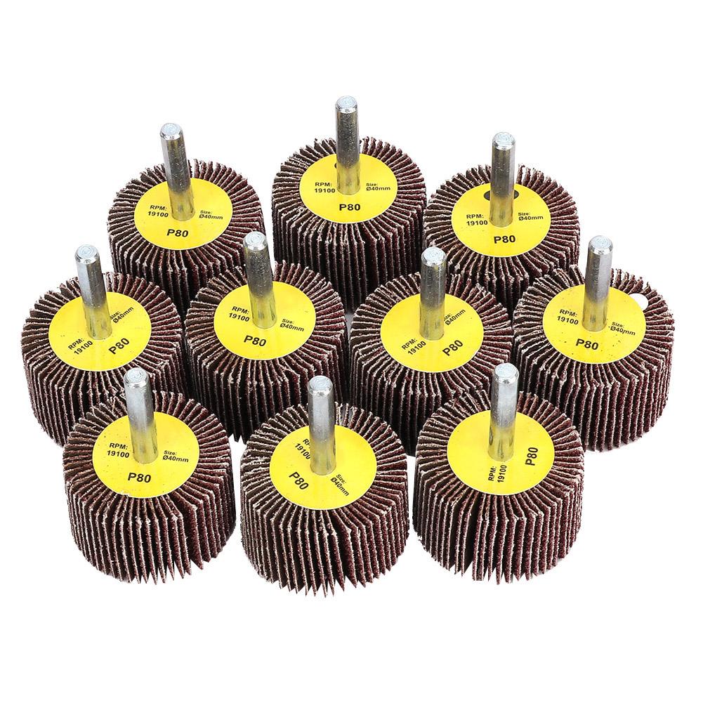 

10pcs Sanding Polishing Wheel Grinding Sandpaper Flap Wheel Disc with 6mm Shank 40x25x6mm