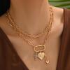 European & American Multi-Pendant Rhinestone Heart Necklace