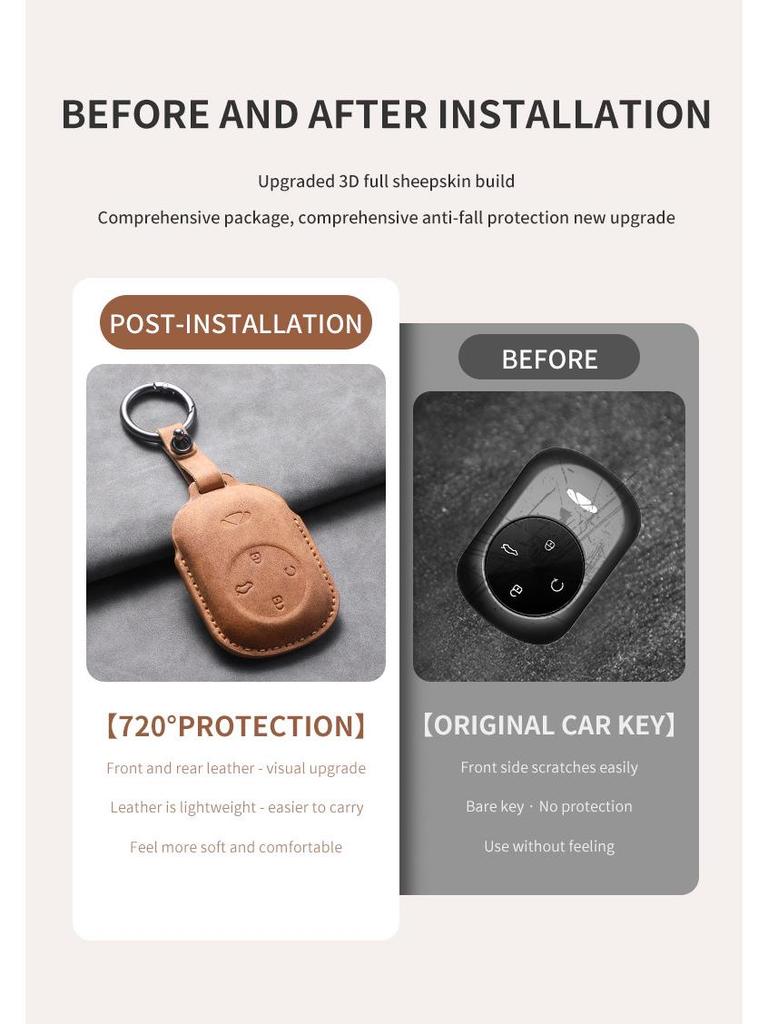 Chery Fengyun A9L Full Coverage Goat Leather Key Case with Protective Buckle