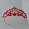Rote Kristallkronen Goldfarbe Strass-Diademe und Kronen Schmuck für Damen Accessoires Abschlussballkleid Party Kopfschmuck Schmuck